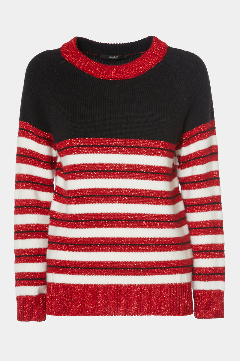 CHUNKY KNIT SWEATER WITH MULTICOLOURED STRIPE PATTERN