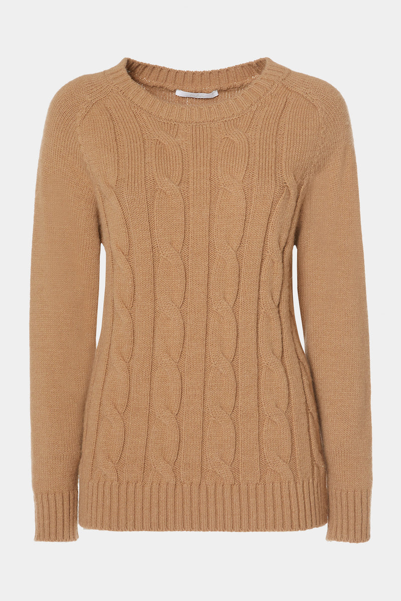 CHUNKY CABLE-KNIT ROUND-NECK SWEATER