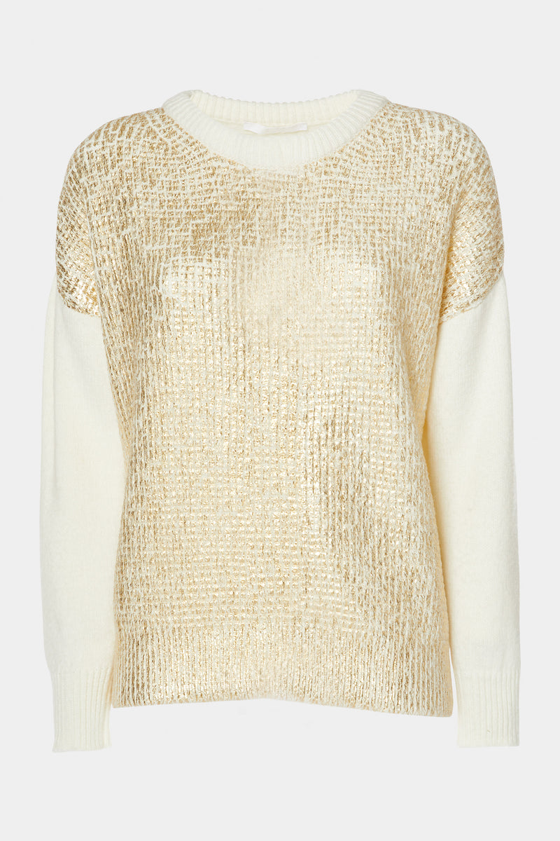 CHUNKY KNIT SWEATER WITH METALLIC COATING