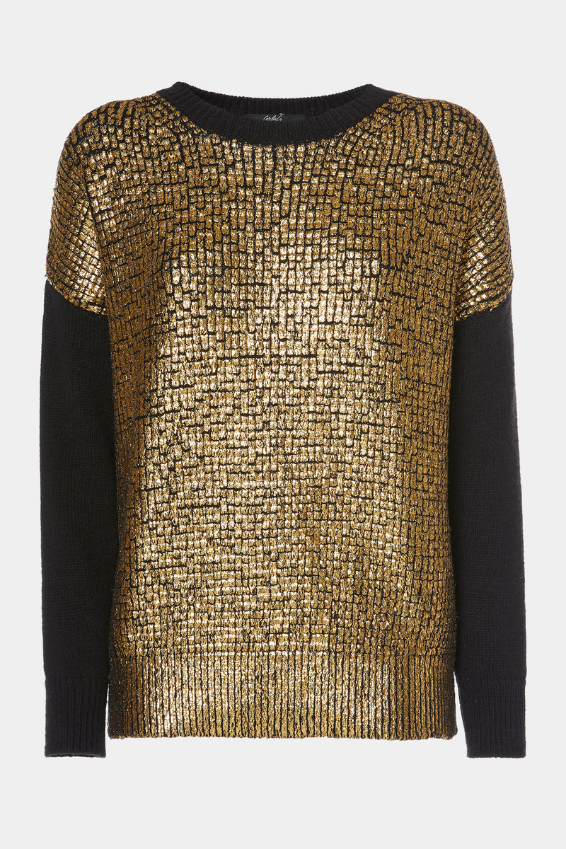 CHUNKY KNIT SWEATER WITH METALLIC COATING