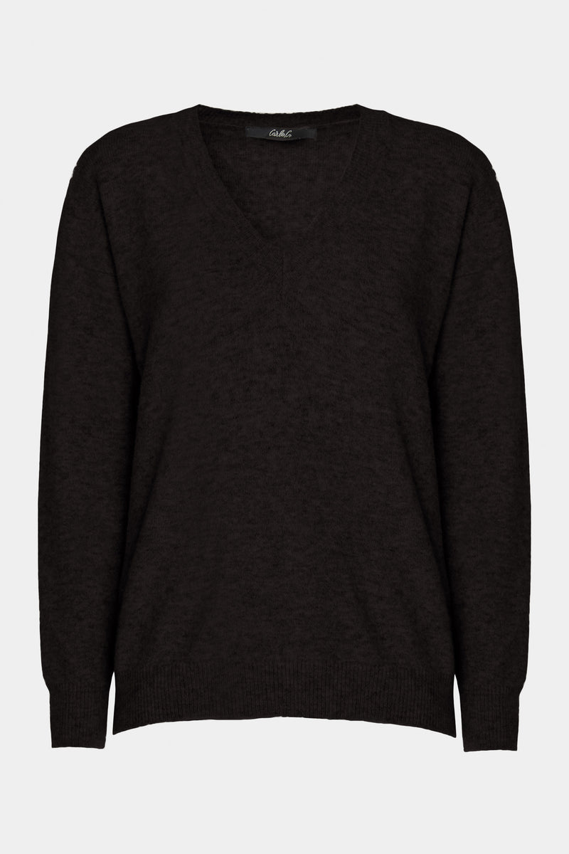 V-NECK SWEATER IN STRETCHY MOUFLON WOOL