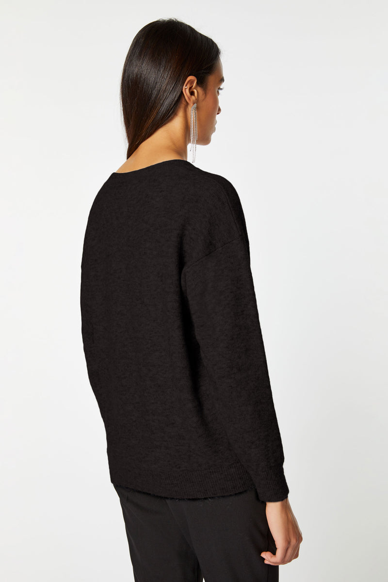 V-NECK SWEATER IN STRETCHY MOUFLON WOOL