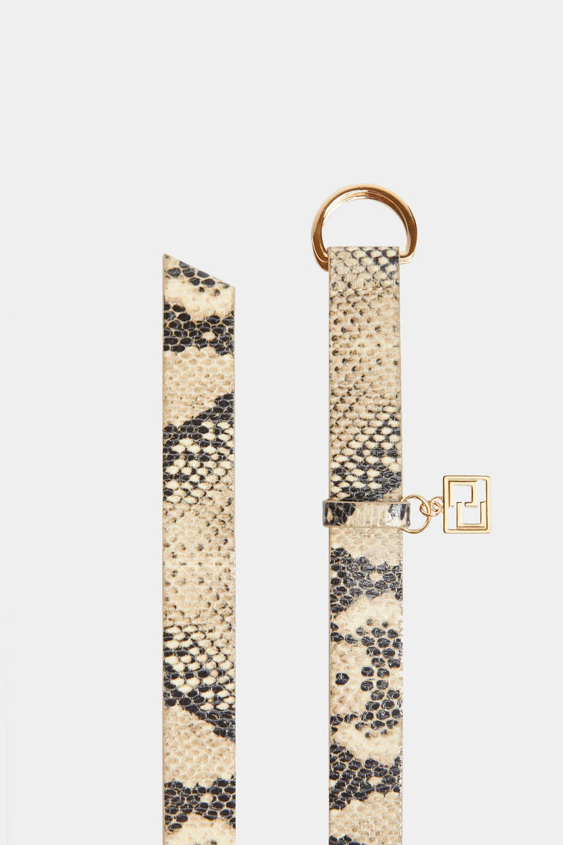 LONG FAUX PYTHON BELT WITH DOUBLE BUCKLE 