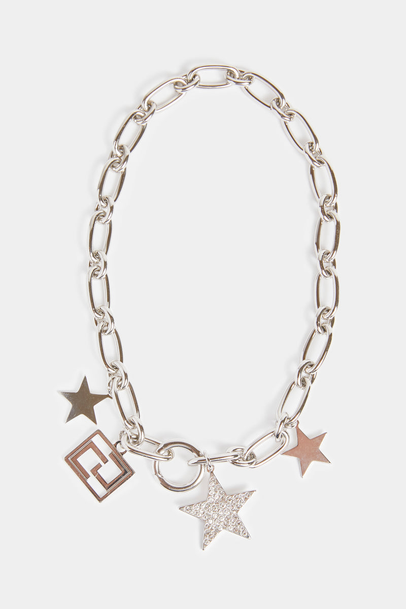 SHORT CHUNKY LINK NECKLACE WITH STAR PENDANTS
