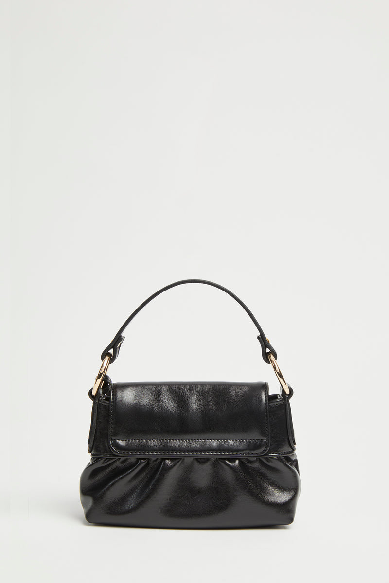 FAUX LEATHER SLOUCHY MINI BAG WITH RUCHING