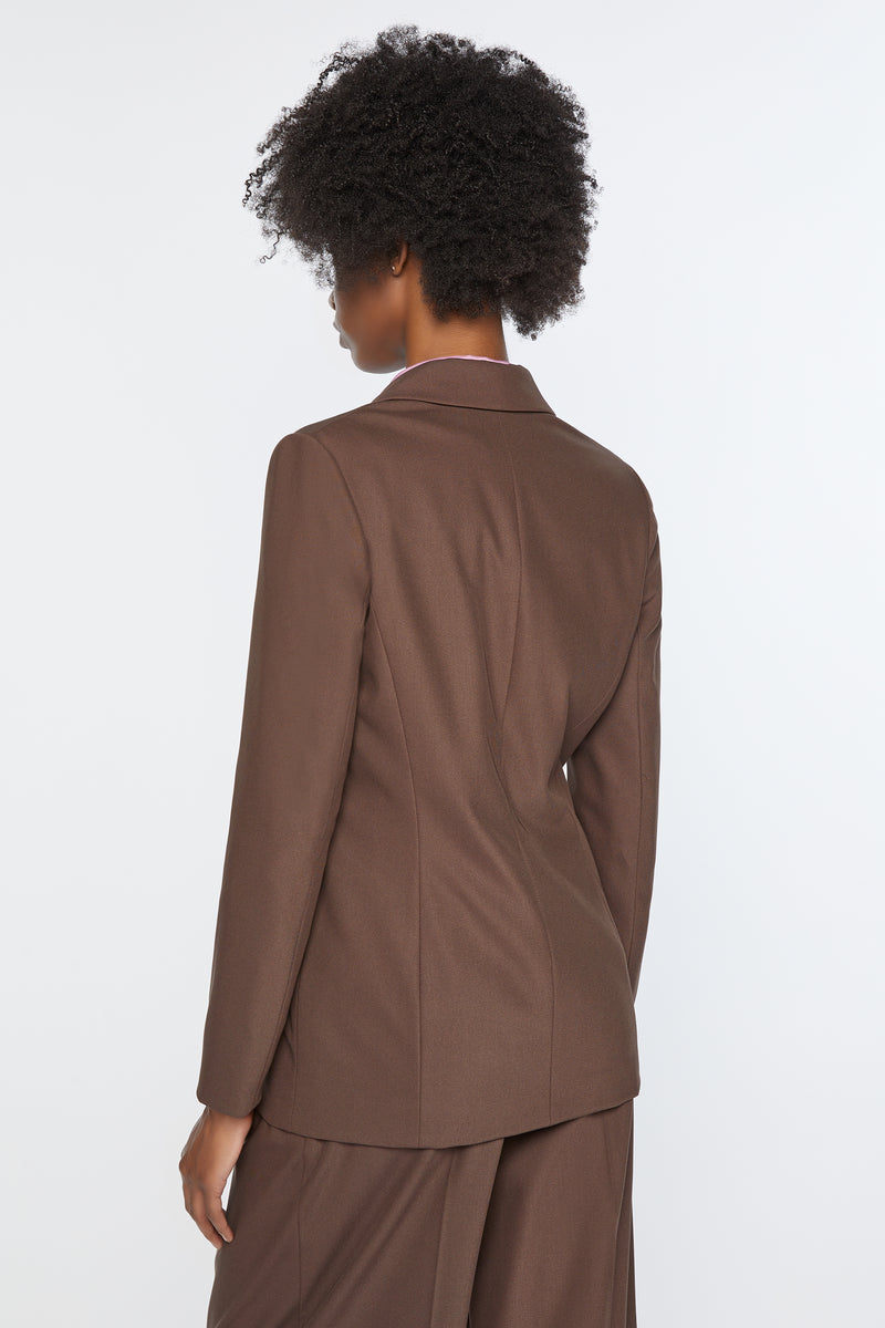 LINED DOUBLE-BREASTED BLAZER IN STRETCH GABERDINE 