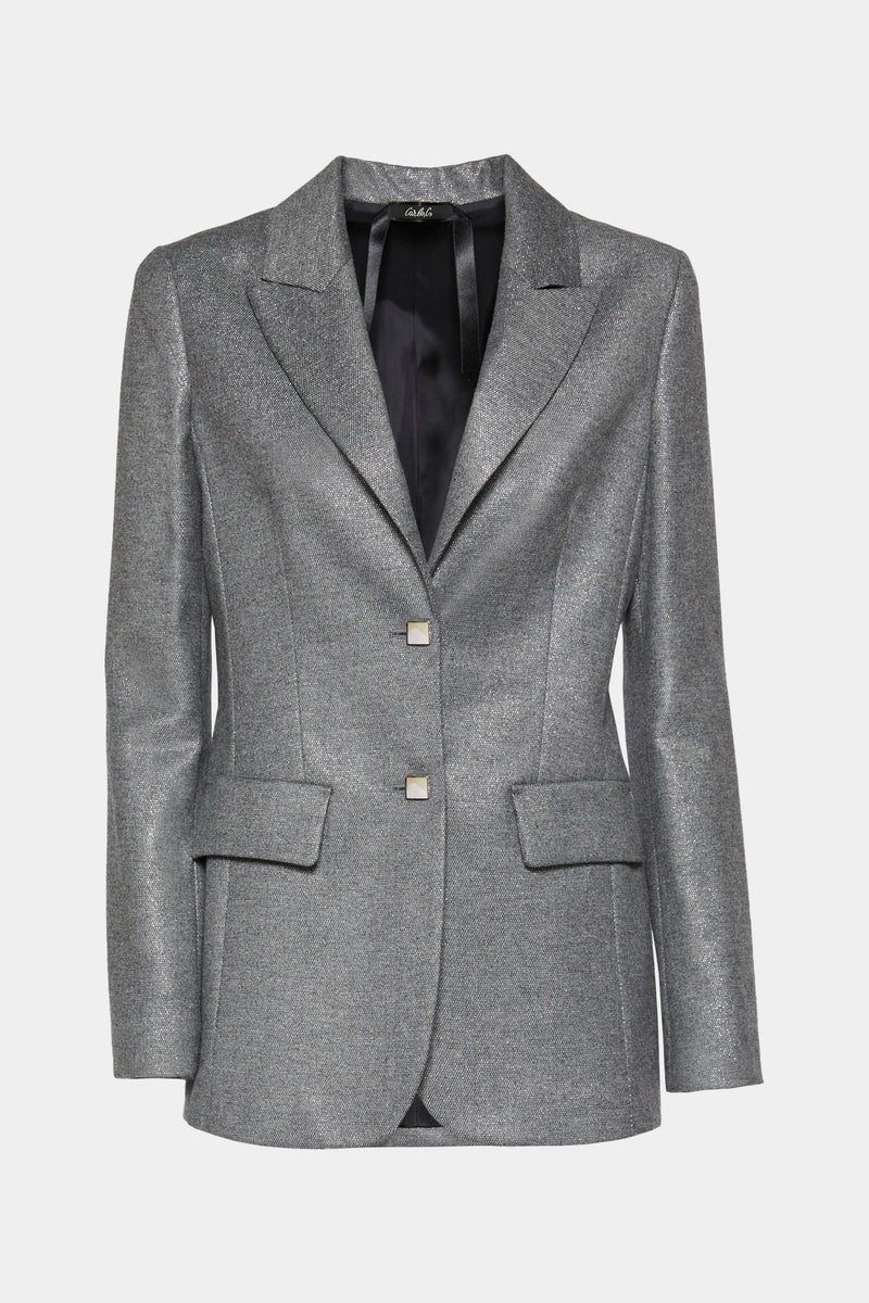 LINED SINGLE-BREASTED BLAZER IN STRETCH METALLIC FLANNEL