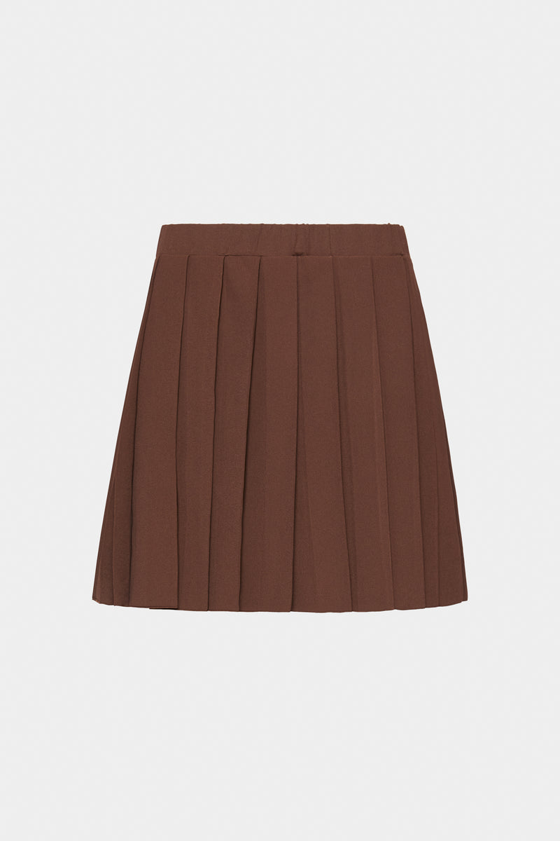 SHORT PLEATED SKIRT IN STRETCH VISCOSE CREPE 