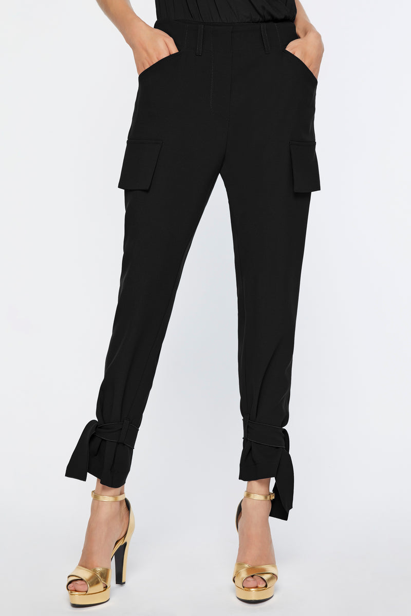 CARGO PANTS IN STRETCH VISCOSE CREPE WITH ANKLE STRAPS