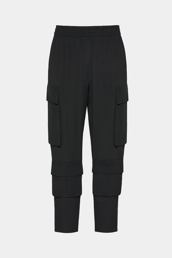 CRÊPE DE CHINE CARGO PANTS WITH DOUBLE SIDE POCKETS