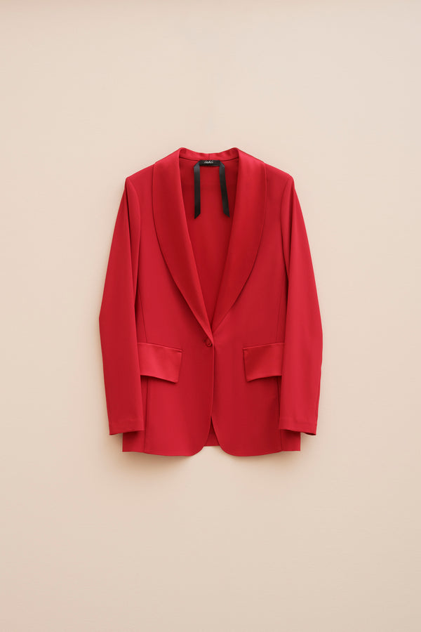 SINGLE-BREASTED BLAZER WITH SHAWL LAPELS IN STRETCHY VISCOSE CREPE