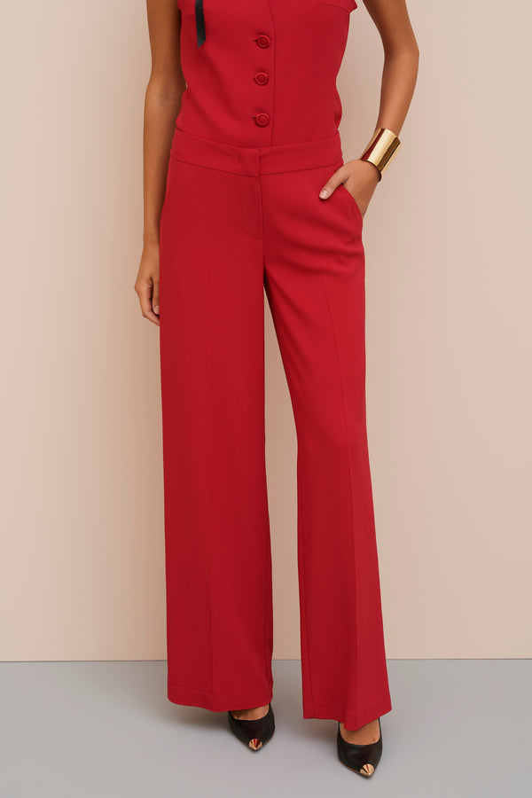 PALAZZO PANTS IN STRETCHY VISCOSE CREPE WITH SIDE POCKETS