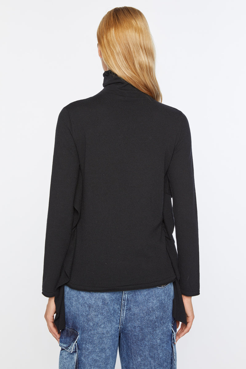 STRETCHY TURTLENECK SWEATER WITH FLOUNCES