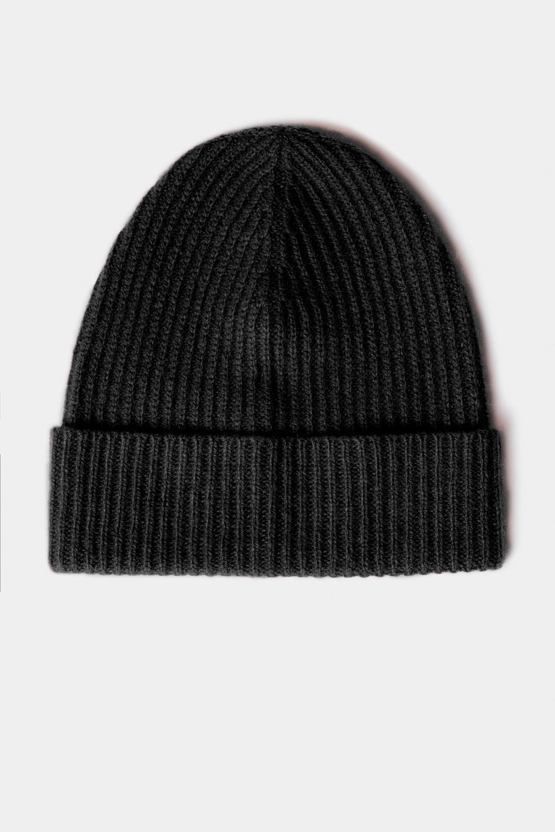 RIBBED BEANIE IN CHUNKY WOOL AND CASHMERE