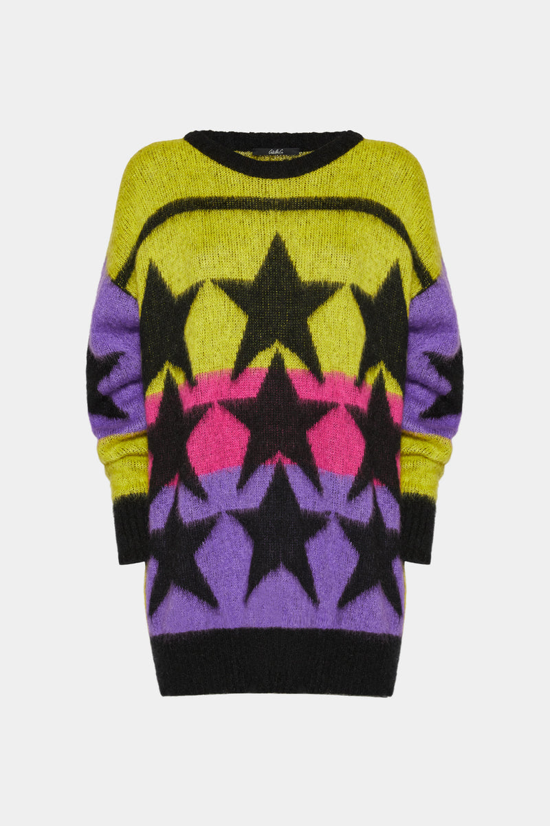 MOHAIR OVERSIZE SWEATER WITH STAR PATTERN