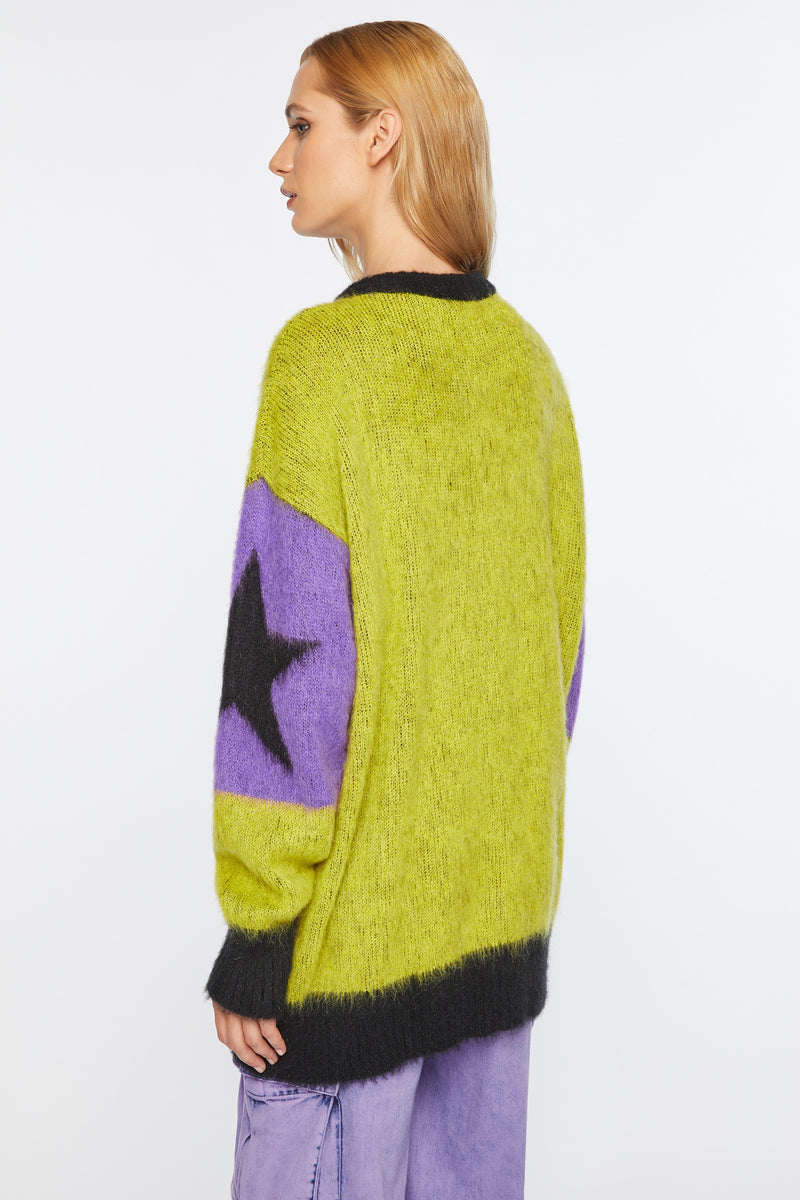 MAGLIA OVER IN MOHAIR CON PATTERN STELLE