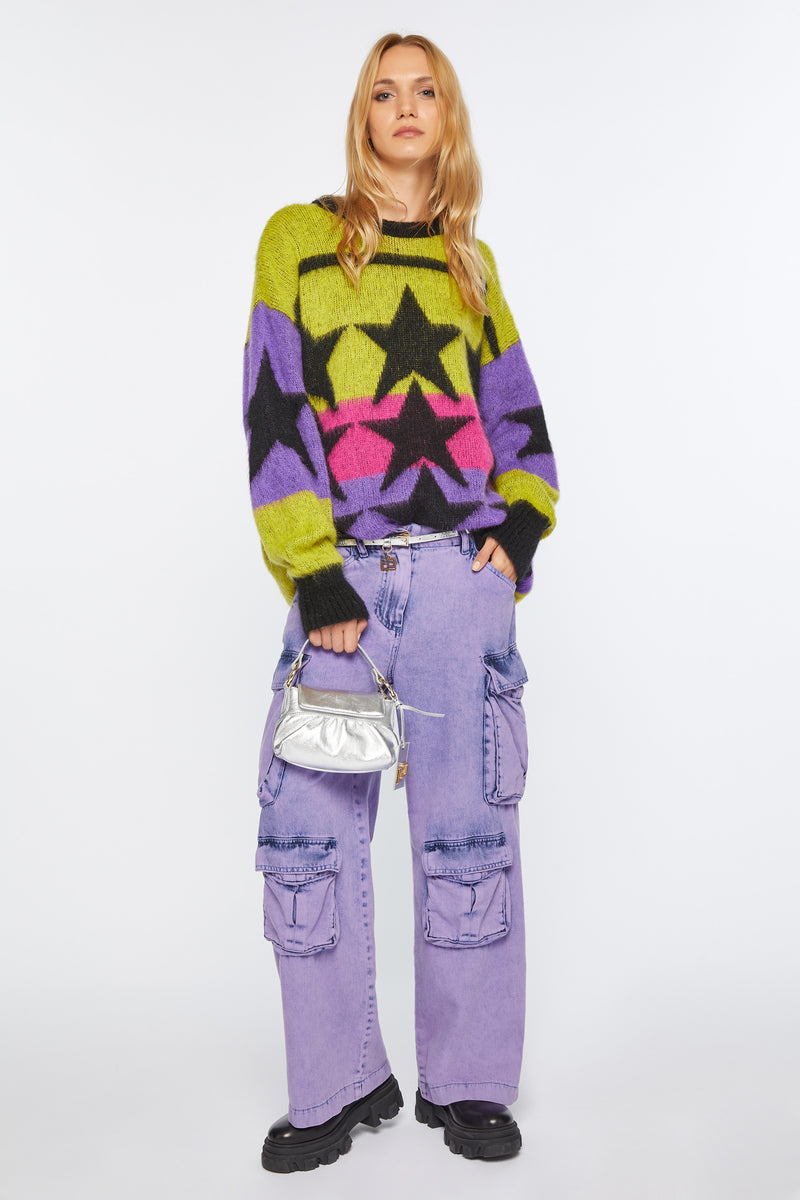 MOHAIR OVERSIZE SWEATER WITH STAR PATTERN