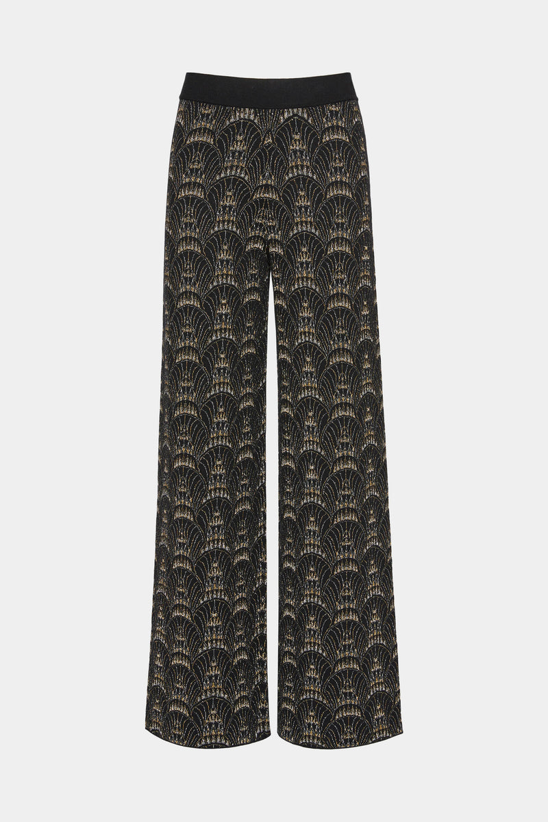 LOOSE-FIT PANTS IN STRETCHY LUREX WITH JACQUARD PATTERN