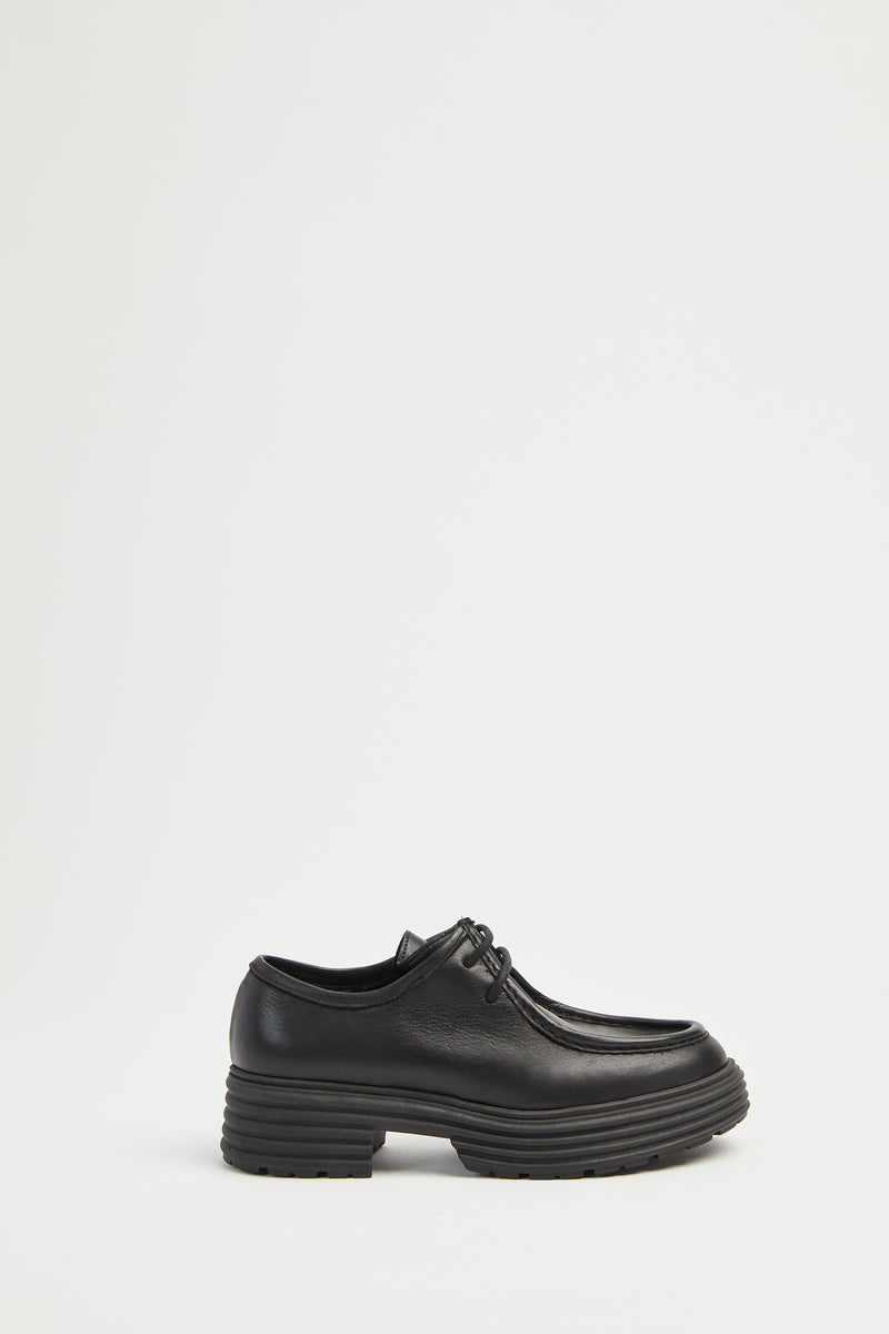 LEATHER LACE-UP LOAFERS WITH CHUNKY SOLES 