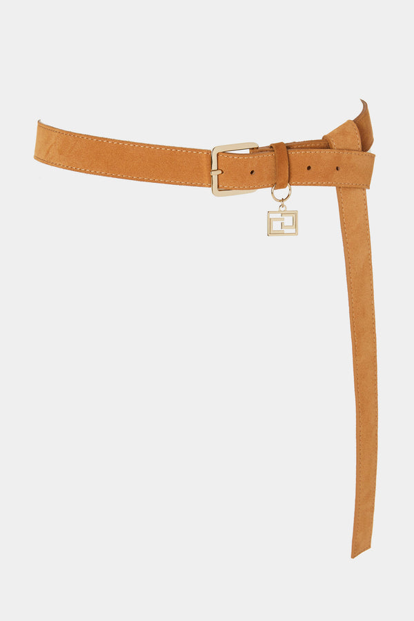 LONG KNOTTED BELT IN SUEDE WITH CG CHARM