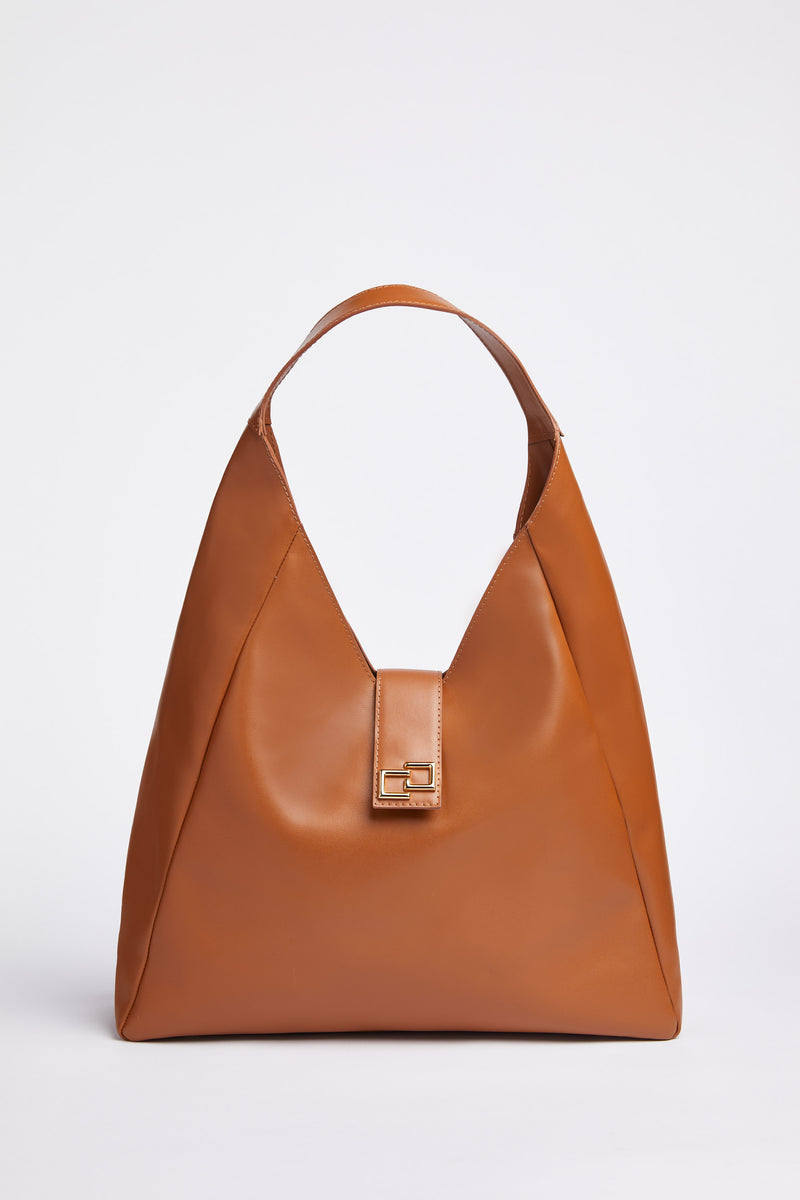 LEATHER TRAPEZE BAG WITH GOLD CG LOGO