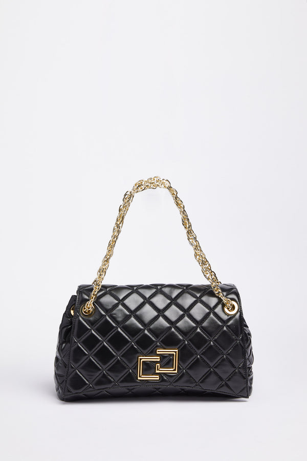 FAUX-LEATHER CONTOURED BAG WITH STITCHED DETAIL AND GOLD CG LOGO