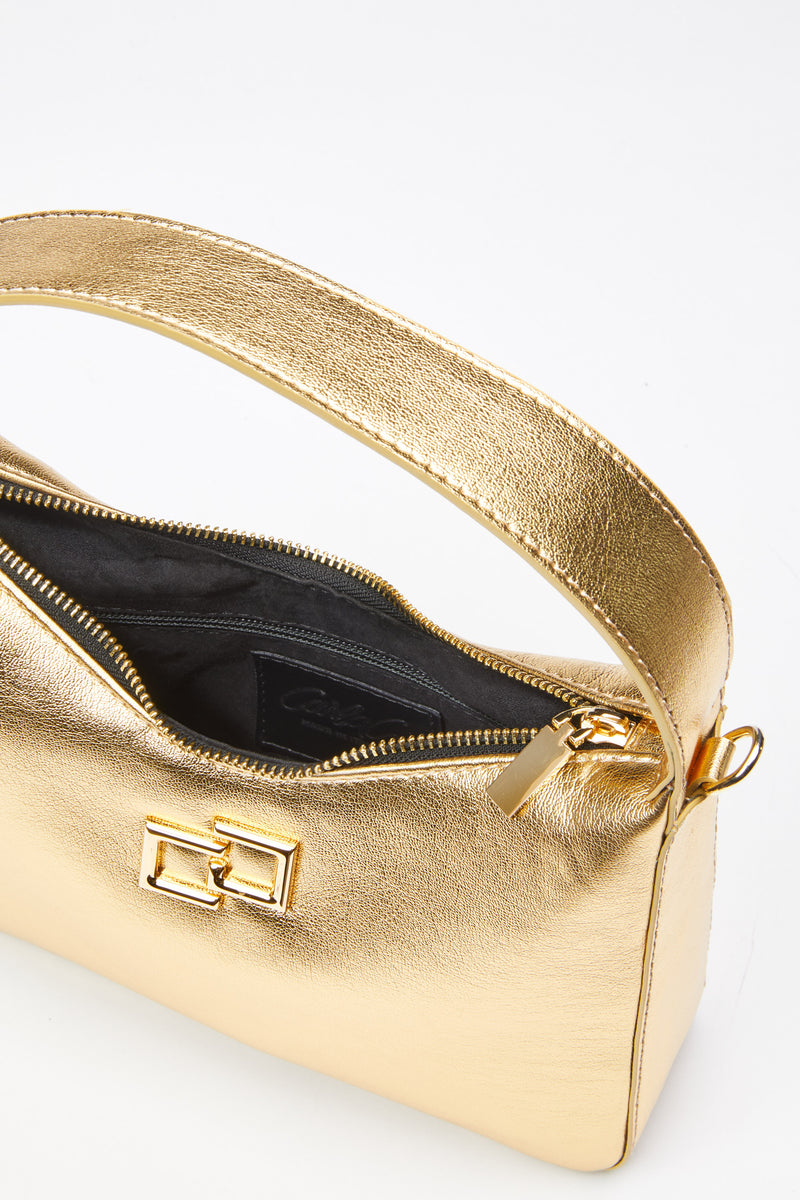 FAUX-LEATHER CRESCENT BAG WITH GOLD CG LOGO