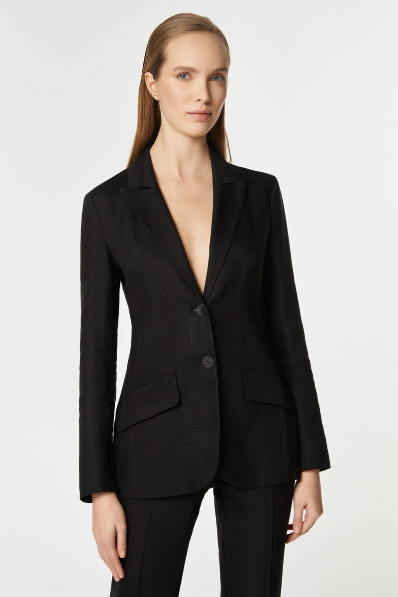 TAILORED BLAZER IN STRETCHY LINEN, UNLINED