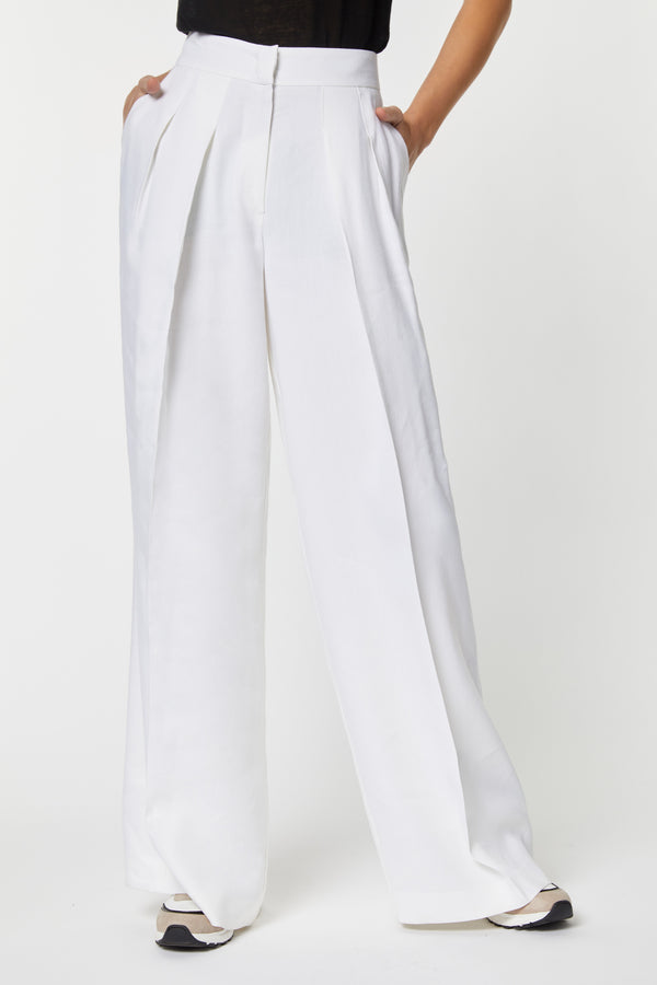 WIDE TAILORING TROUSERS IN FRESH LINEN