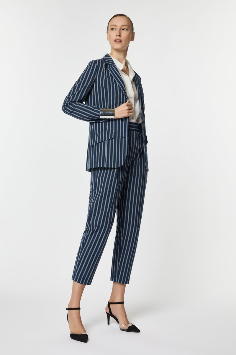 SINGLE-BREASTED JACKET IN PINSTRIPE COTTON