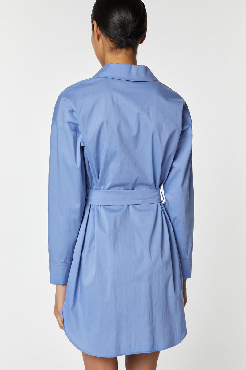 SHIRT DRESS IN STRETCHY POPLIN WITH METAL BUTTONS AND A BUCKLED BELT
