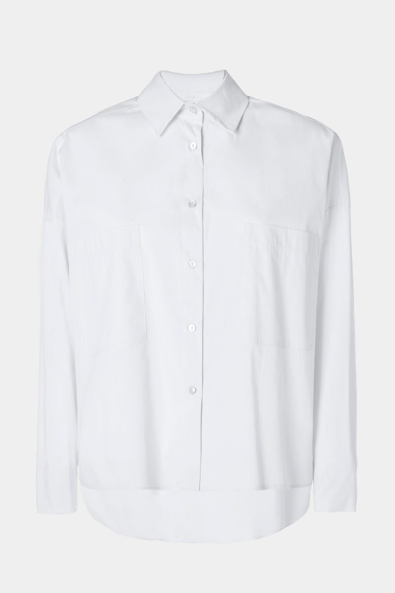 SHIRT IN STRETCHY POPLIN WITH DOUBLE FRONT POCKETS AND MOCK CUFFS