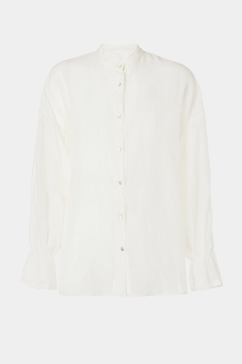 OVERSIZE SHIRT IN SILK/COTTON MUSLIN WITH FRILLY SLEEVES