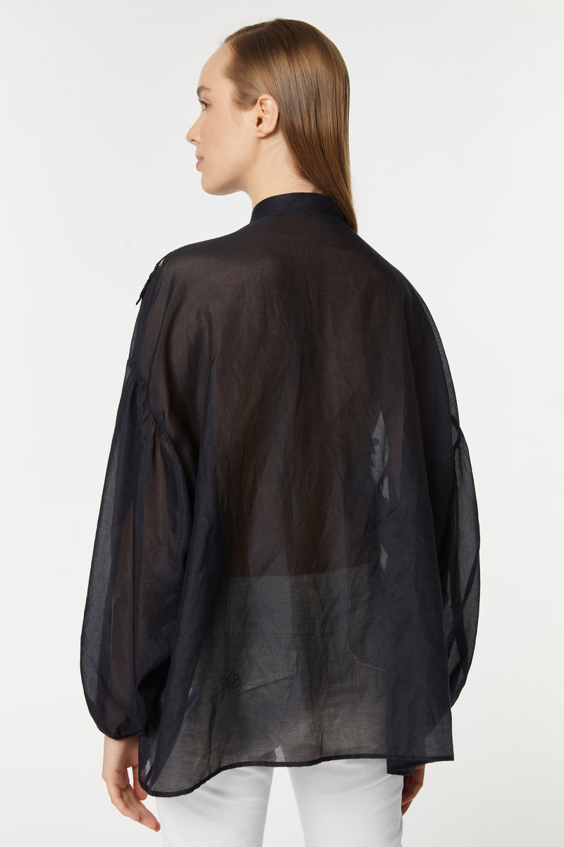OVERSIZE SHIRT IN SILK/COTTON MUSLIN WITH LACE DETAILS