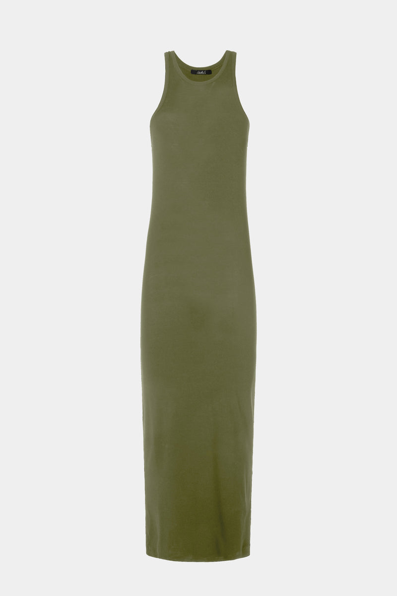 HALTER NECK MAXI DRESS IN STRETCHY VISCOSE JERSEY 