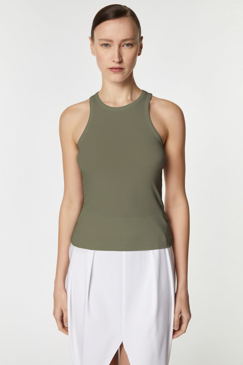 HALTER NECK TOP IN STRETCHY VISCOSE JERSEY 