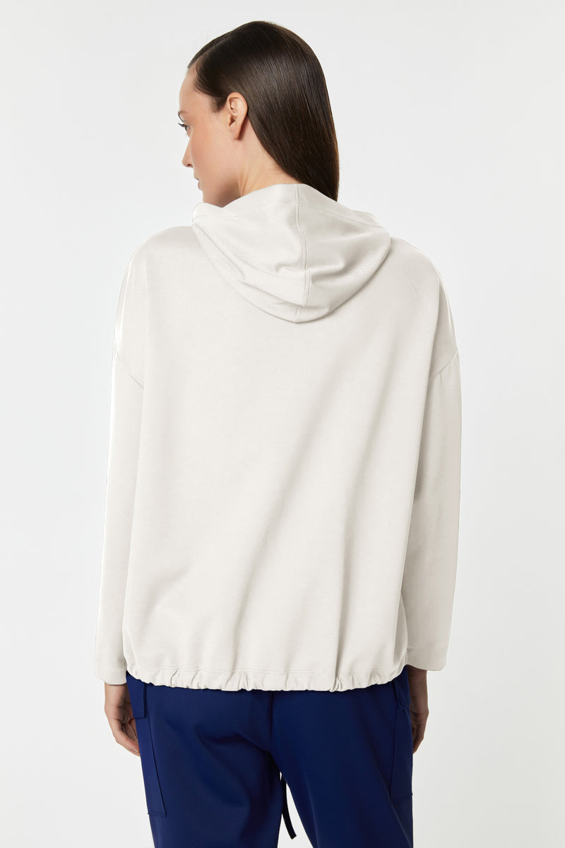 ZIPPERED HOODED JACKET IN STRETCHY TECHNICAL JERSEY