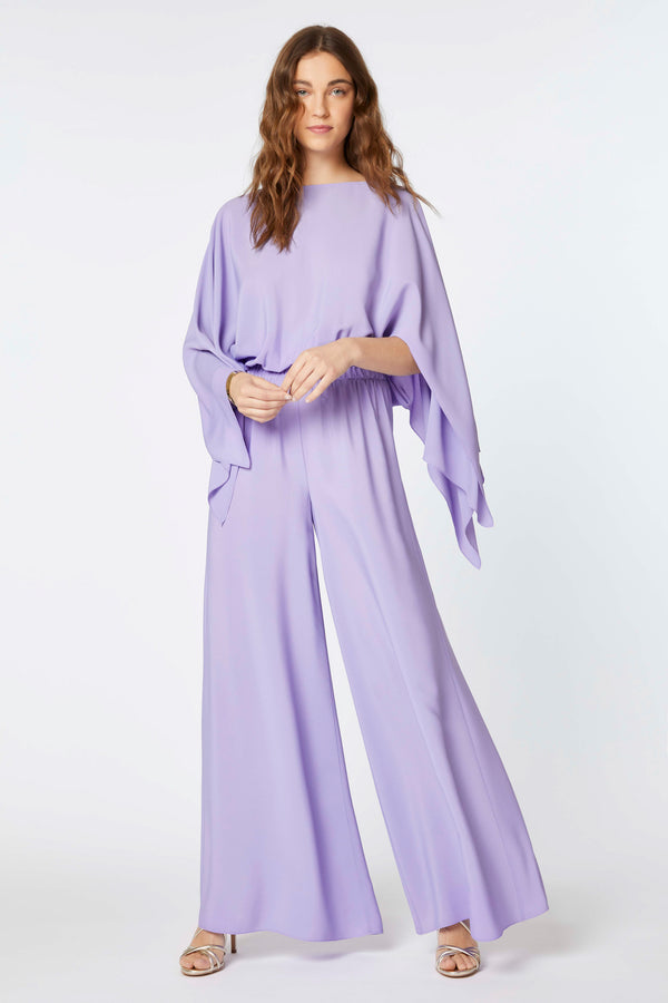 BLOUSE IN CRÊPE DE CHINE WITH LONG DRAPED SLEEVES