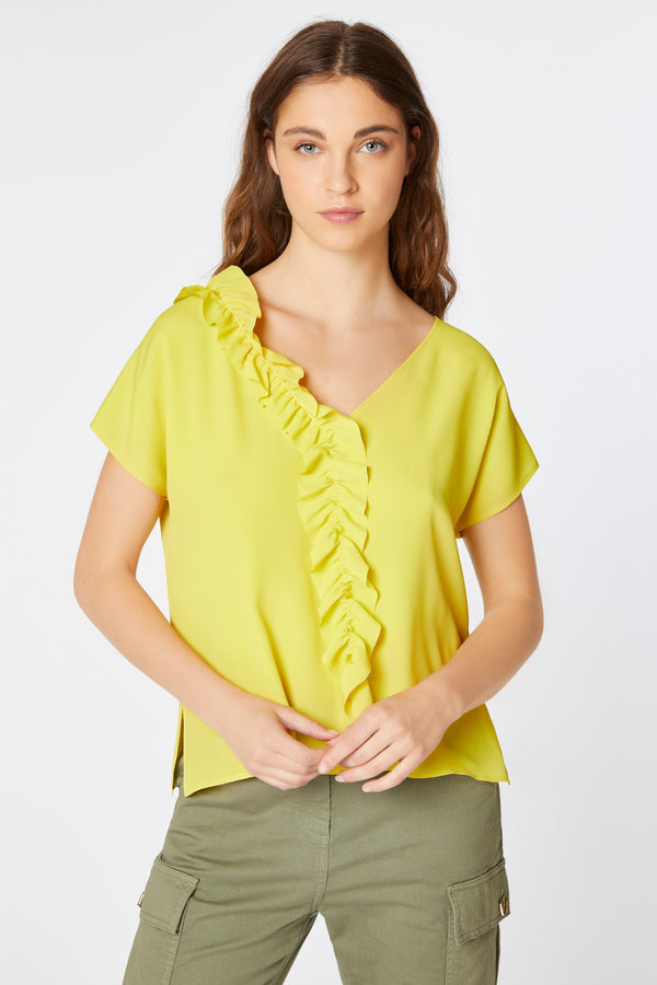 BLOUSE IN CRÊPE DE CHINE WITH FLOUNCY DETAIL