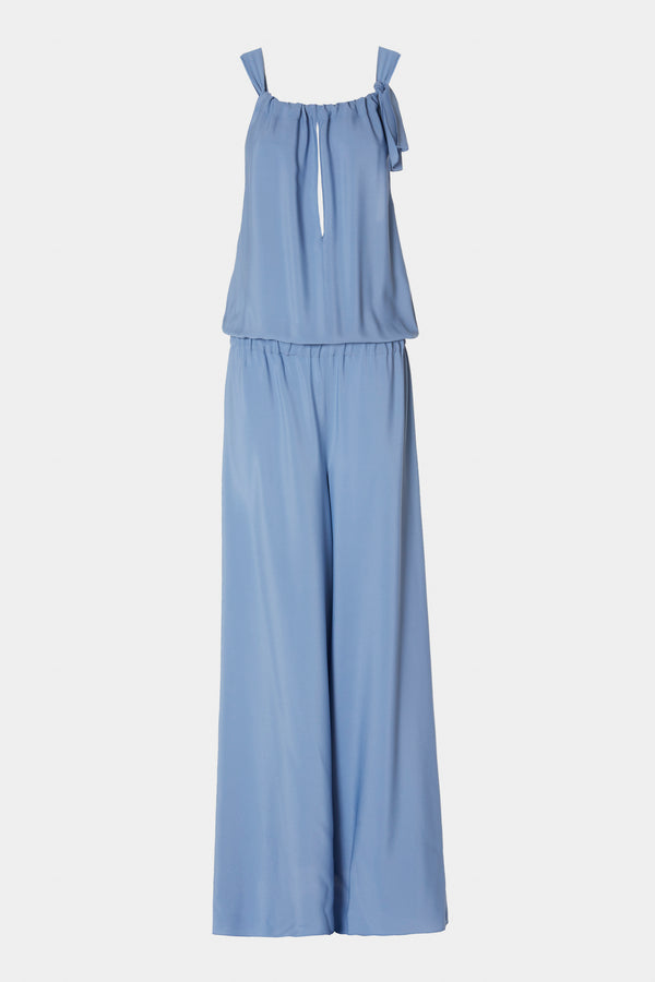 SLEEVELESS JUMPSUIT IN CRÊPE DE CHINE WITH GATHERED NECKLINE 
