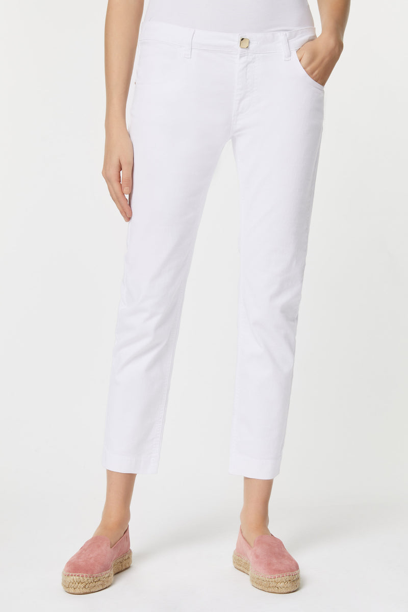 SKINNY JEANS IN STRETCHY COTTON GABERDINE WITH BEJEWELLED BUTTONS