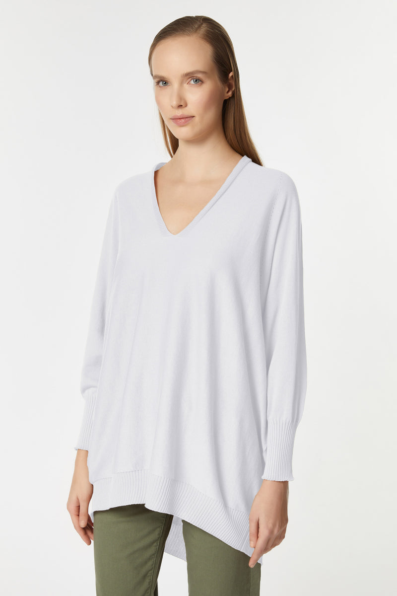 OVERSIZE V-NECK COTTON TOP WITH OPENWORK AT THE BACK