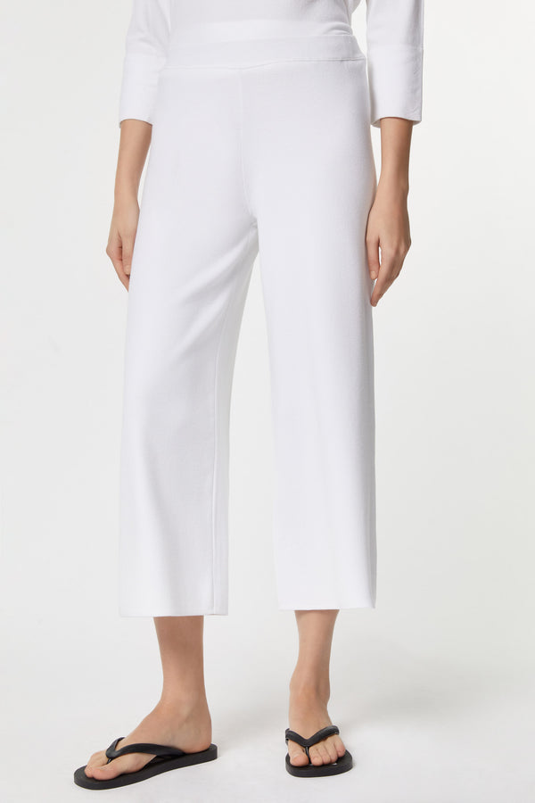 FLARED PANTS IN STRETCHY VISCOSE WITH ELASTICATED WAISTBAND