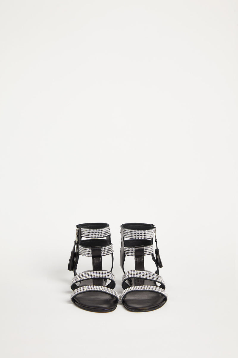 LEATHER GLADIATOR SANDALS WITH BEJEWELLED DETAILS