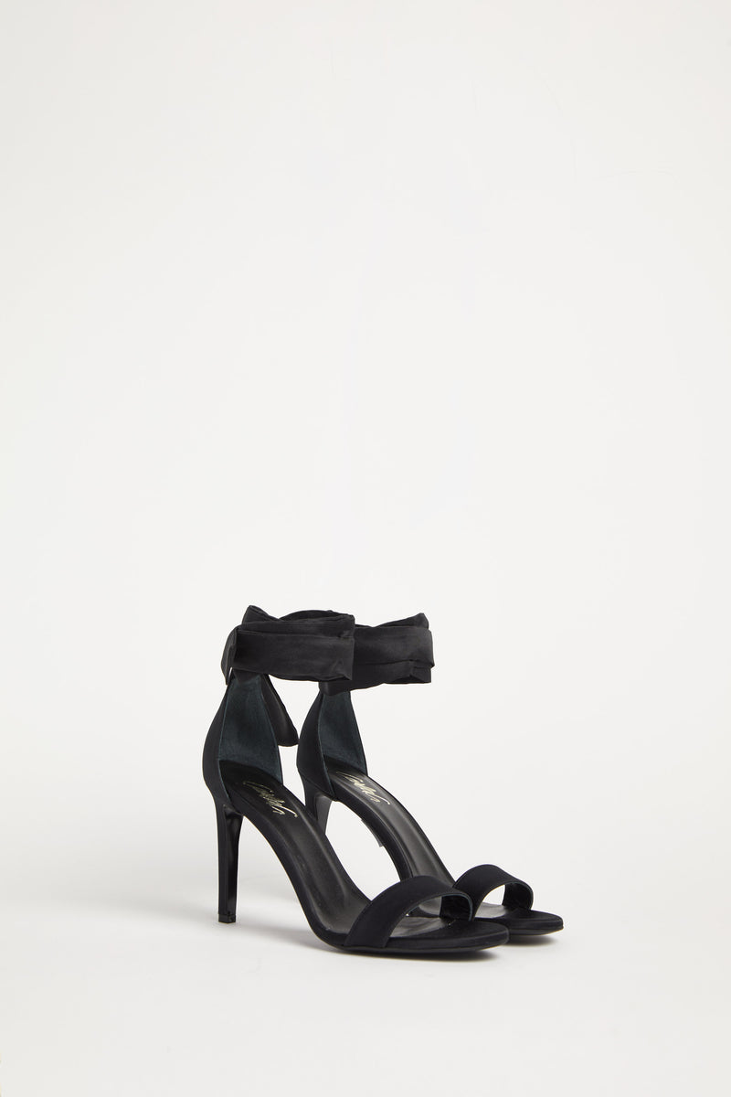 SATIN HIGH-HEEL SANDALS WITH ANKLE STRAPS