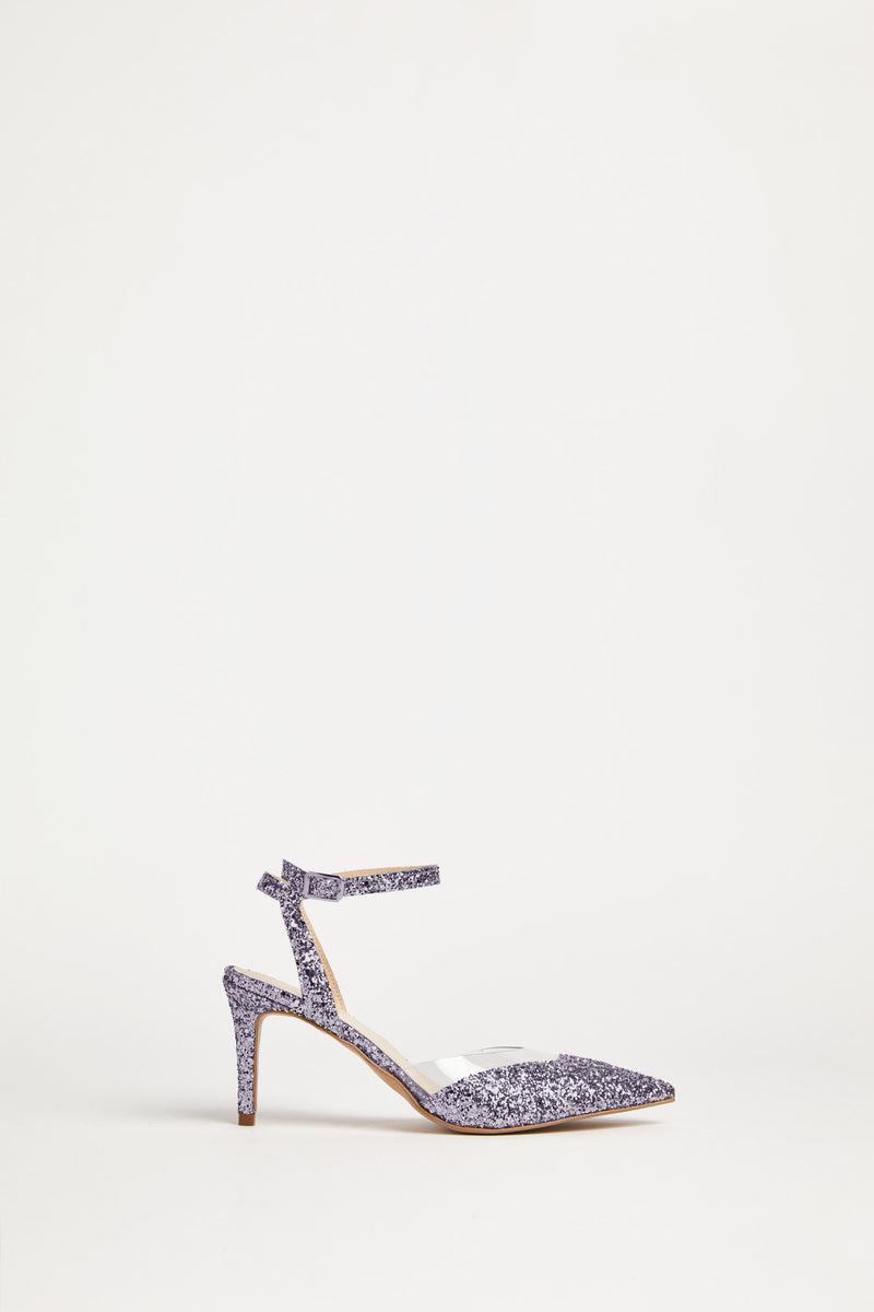 LAMÉ SLING-BACKS WITH SEE-THROUGH DETAILS