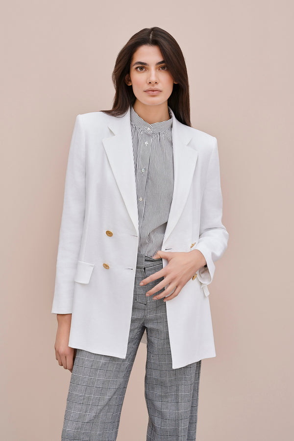 DOUBLE-BREASTED LINEN BLAZER