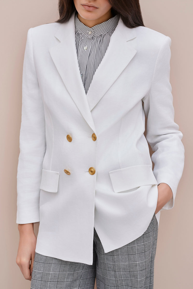 DOUBLE-BREASTED LINEN BLAZER