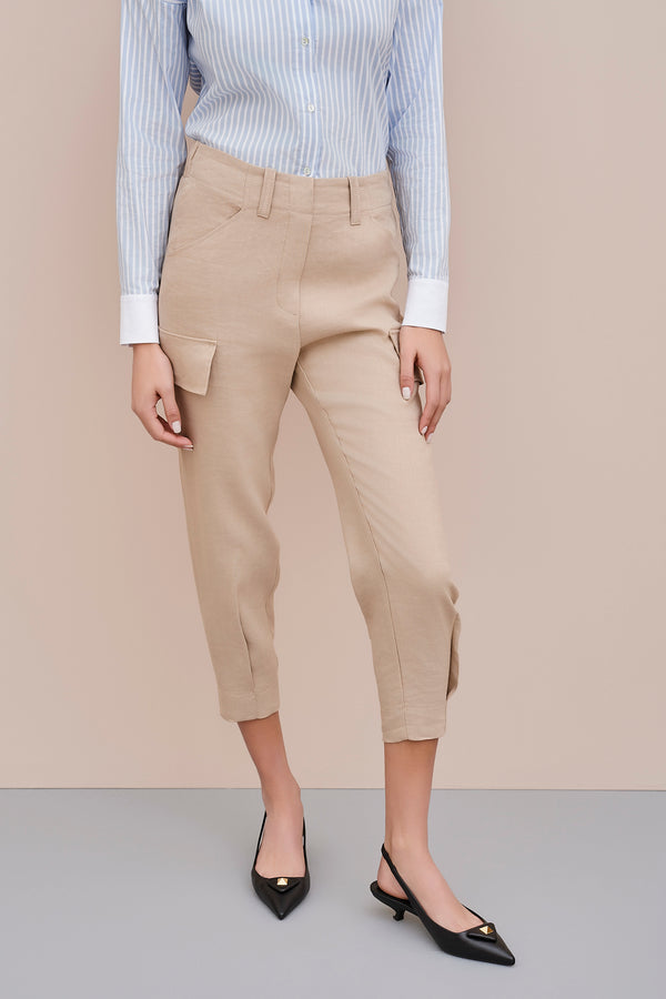 CARGO PANTS IN STRETCHY LINEN