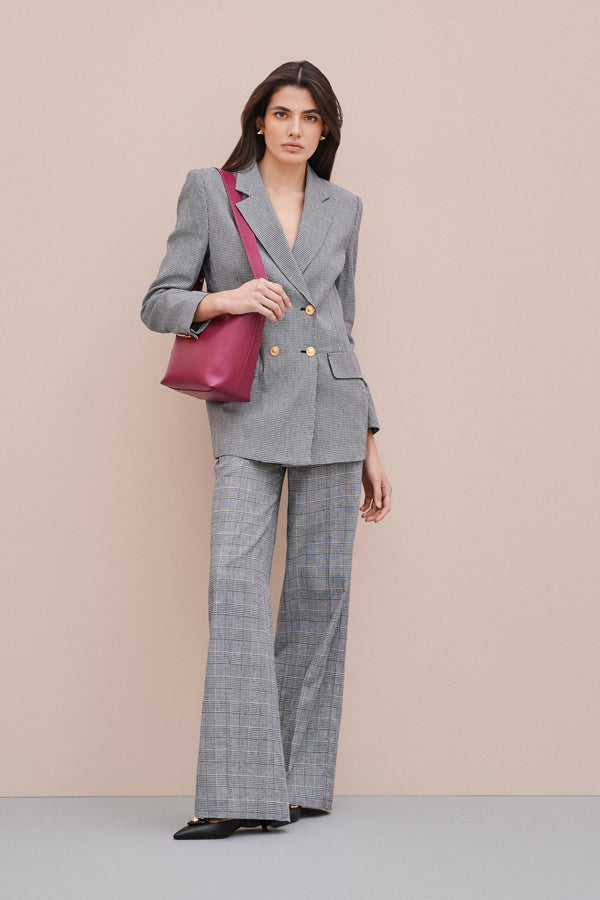DOUBLE-BREASTED HOUNDSTOOTH BLAZER